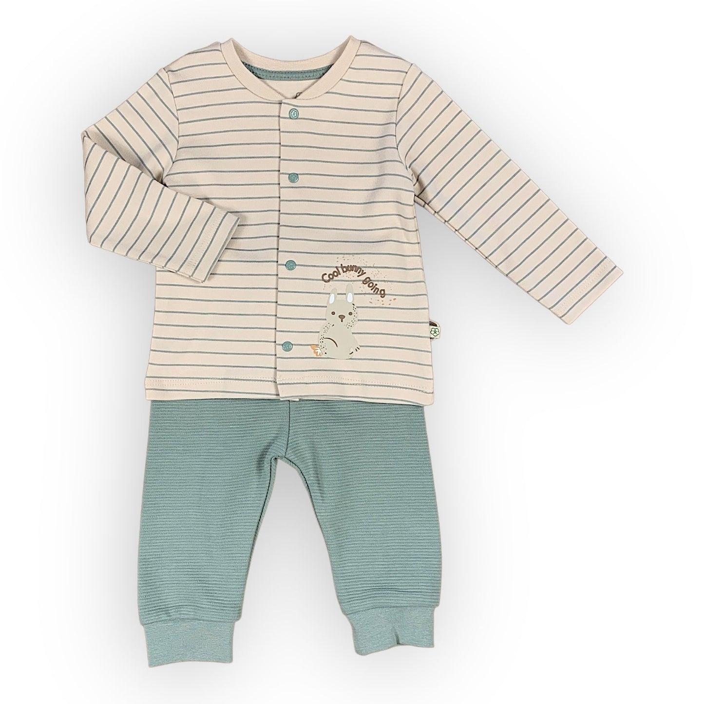 BO250 Organic Cotton Cool Bunny Green Pyjama Set 2pcs