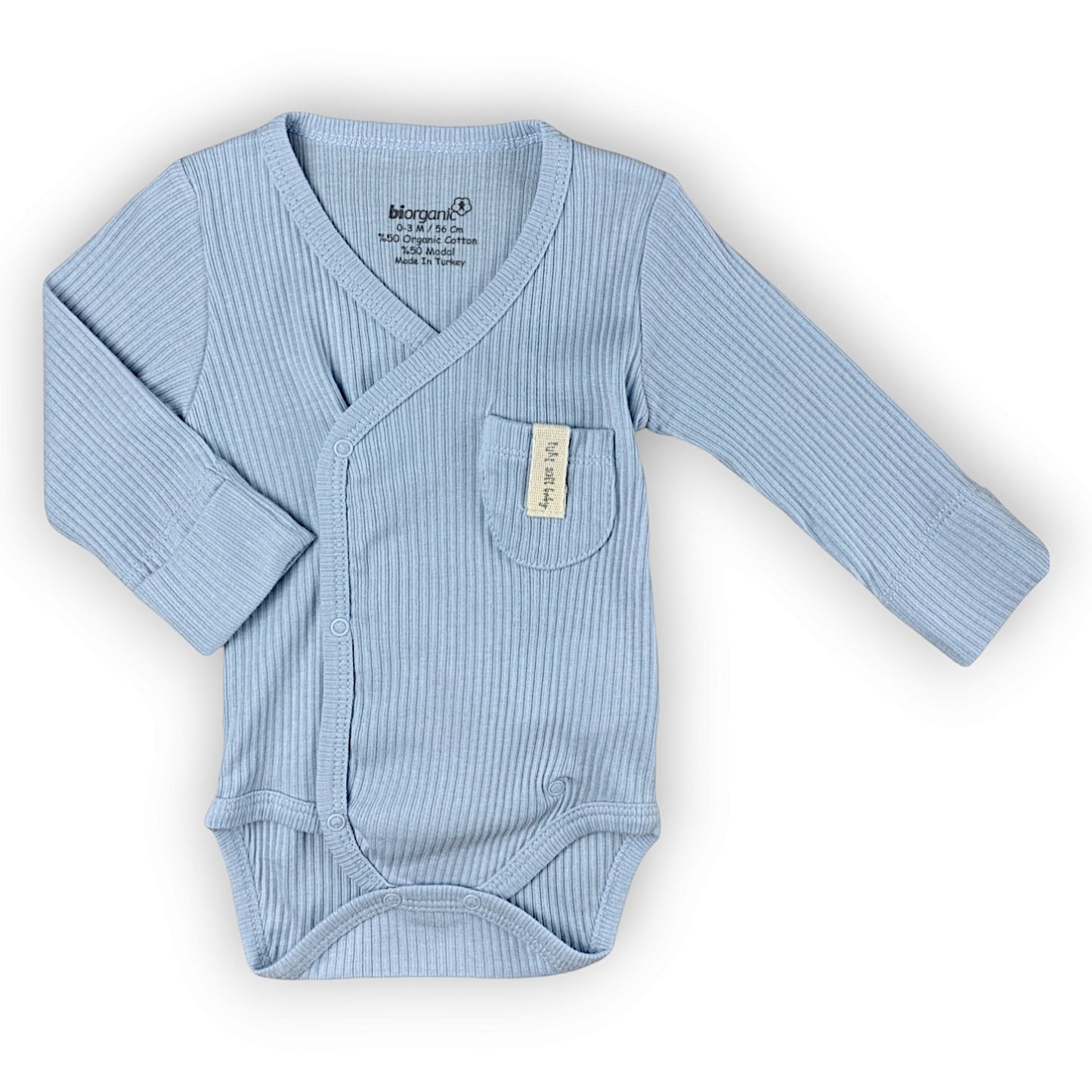 BO268 Organic Cotton BlueWrapover Body with Pocket