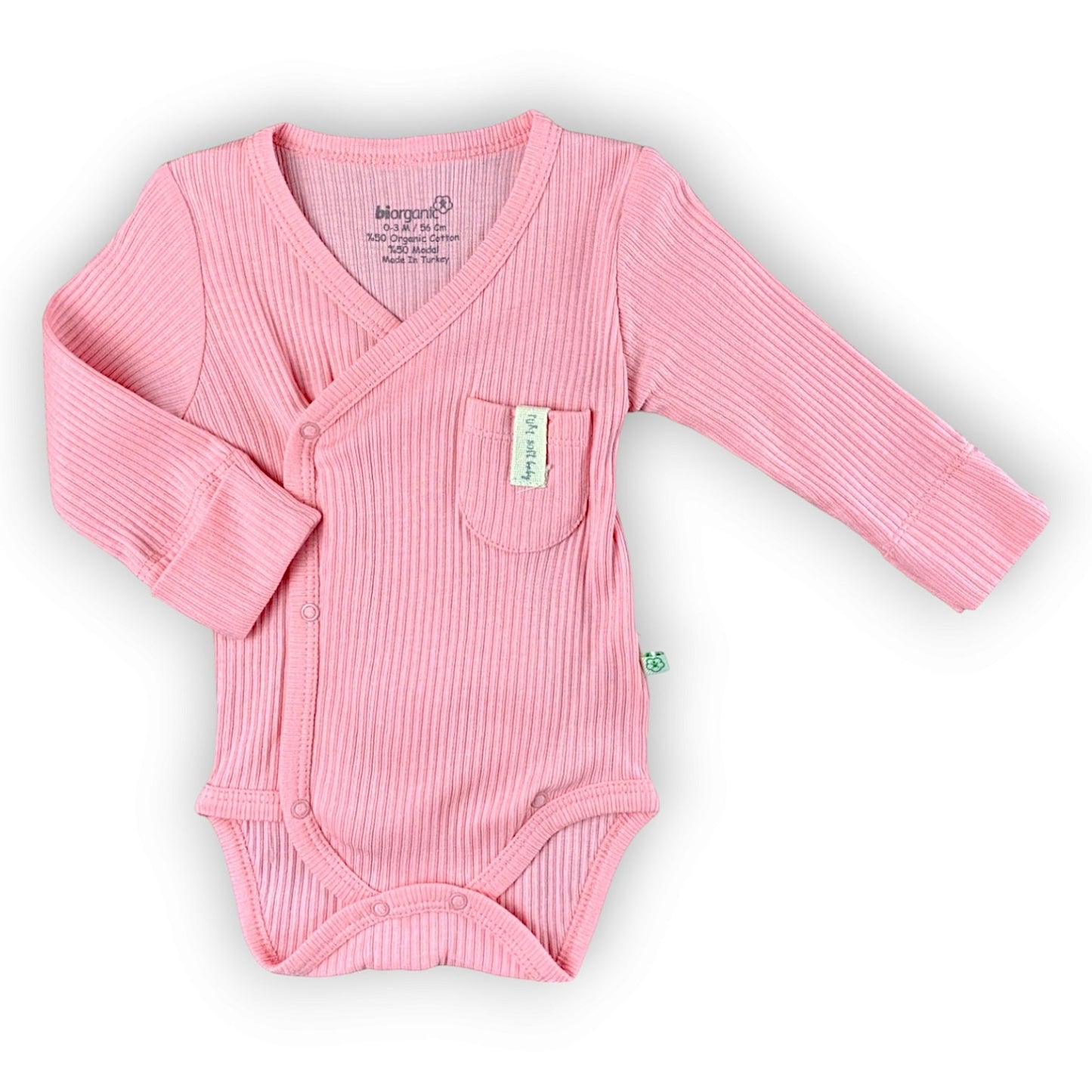 BO269 Organic Cotton Pink Wrapover Body with Pocket