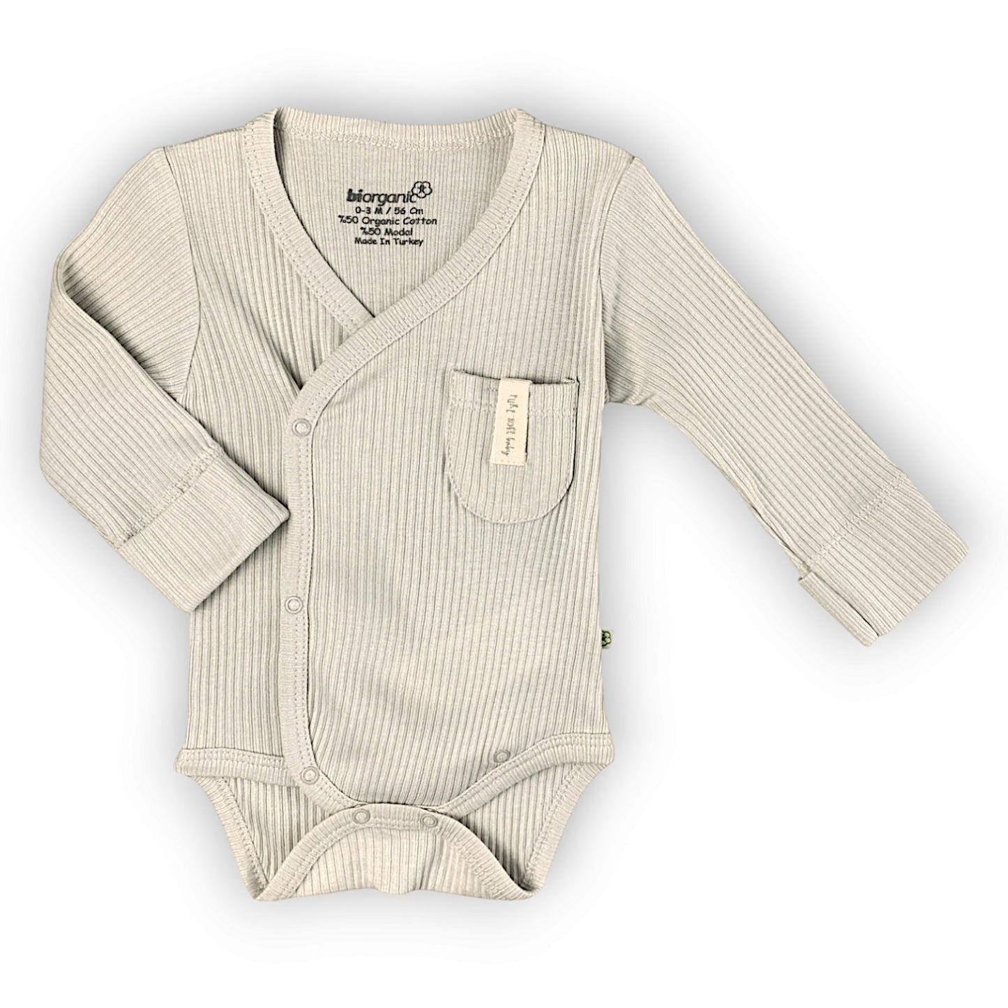 BO271 Organic Cotton Beige Wrapover Body with Pocket