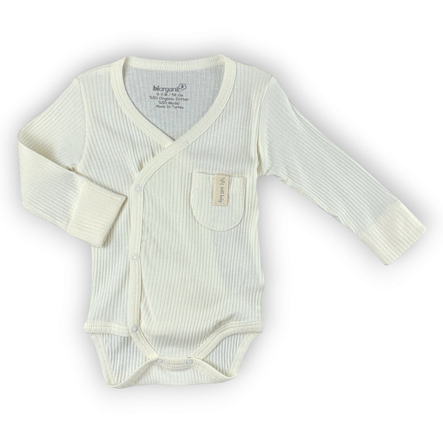 BO272 Organic Cotton Off-White Wrapover Body with Pocket