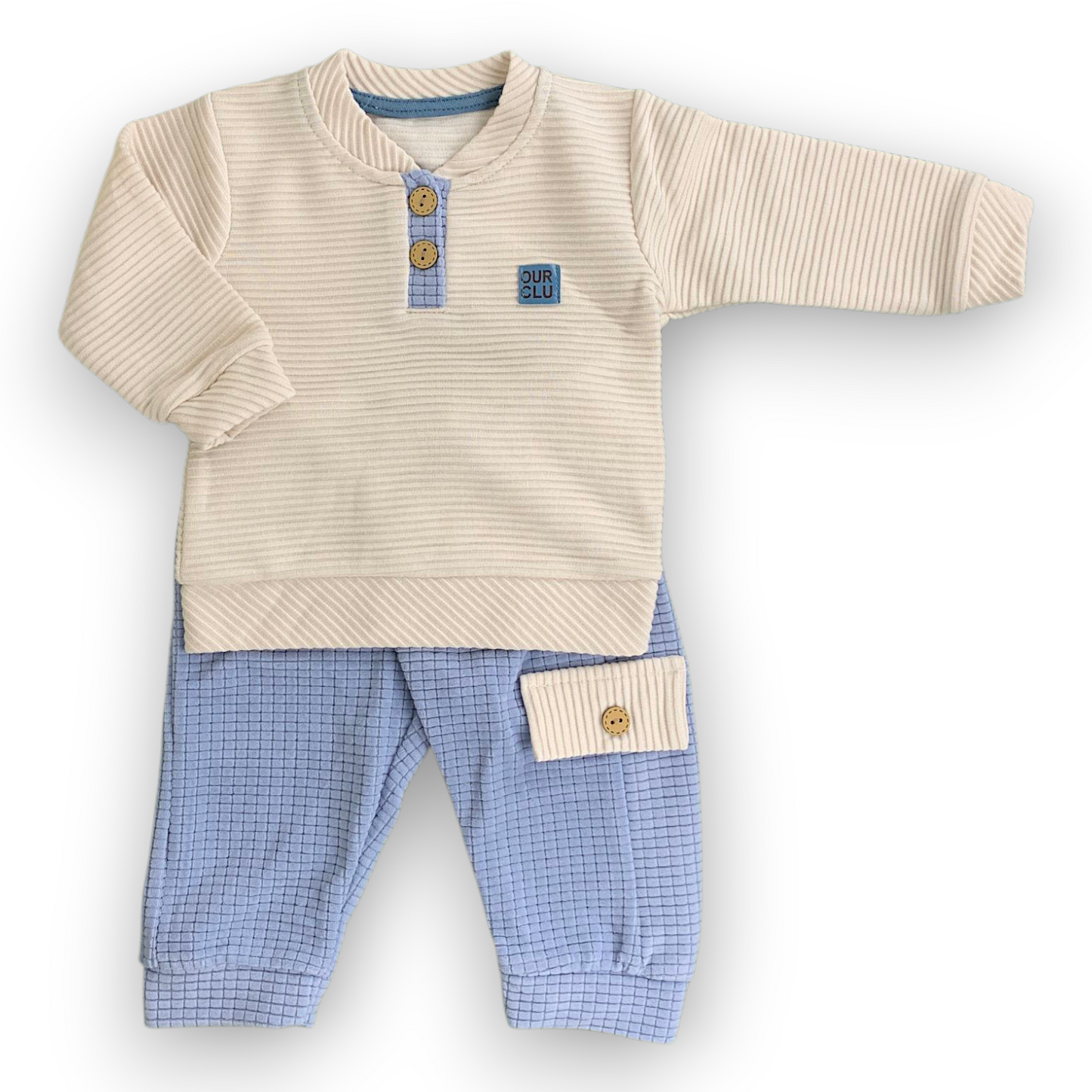 BY213209 Our Club Velour Pants Blue Set 2pcs Set, catset2pcs, Boy, Long sleeve, Blue, Beige, L7, Velour Beyaz