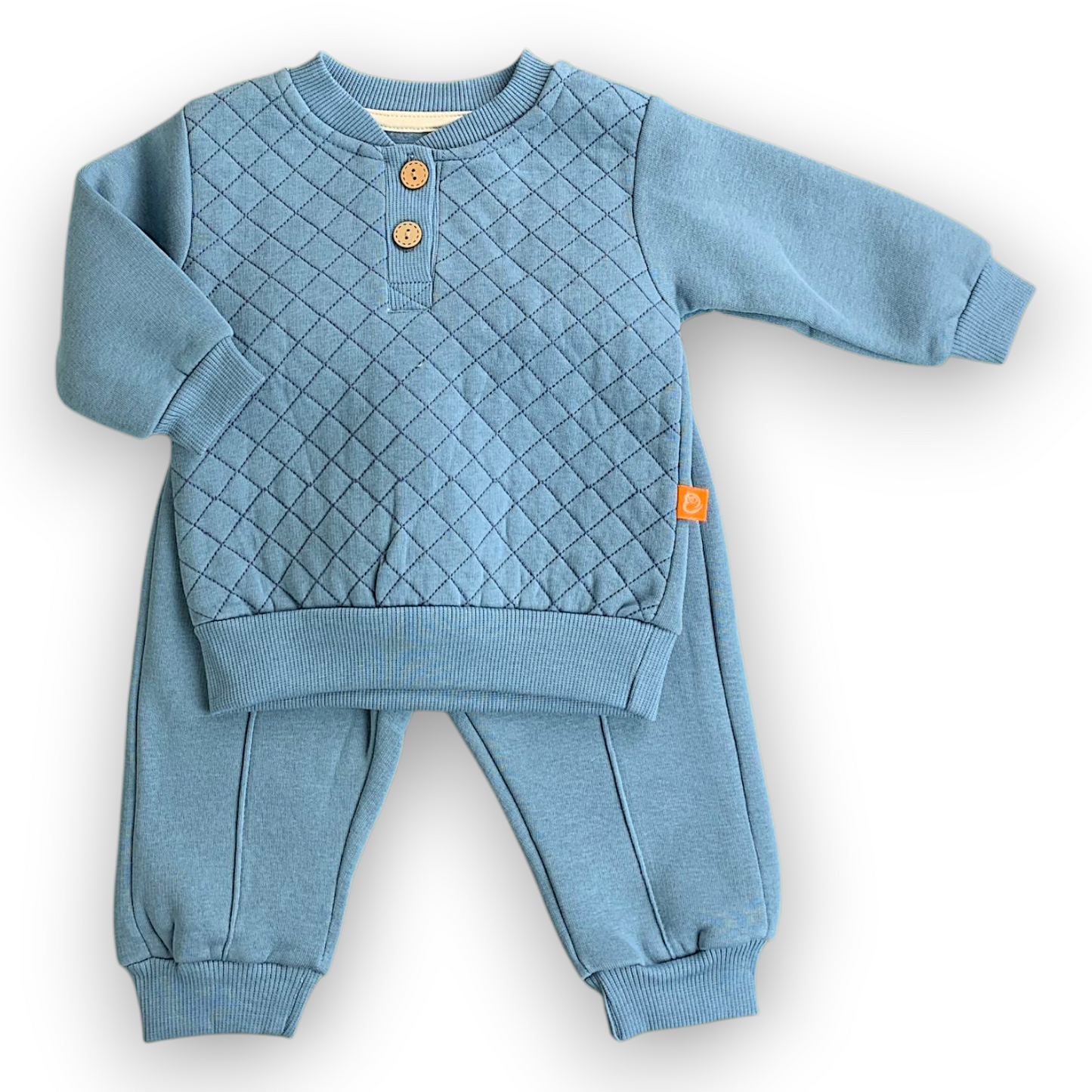 BY215109 Fleece Square Design Set 2pcs Set, catset2pcs, Boy, Long sleeve, Blue, L7, Fleece Beyaz