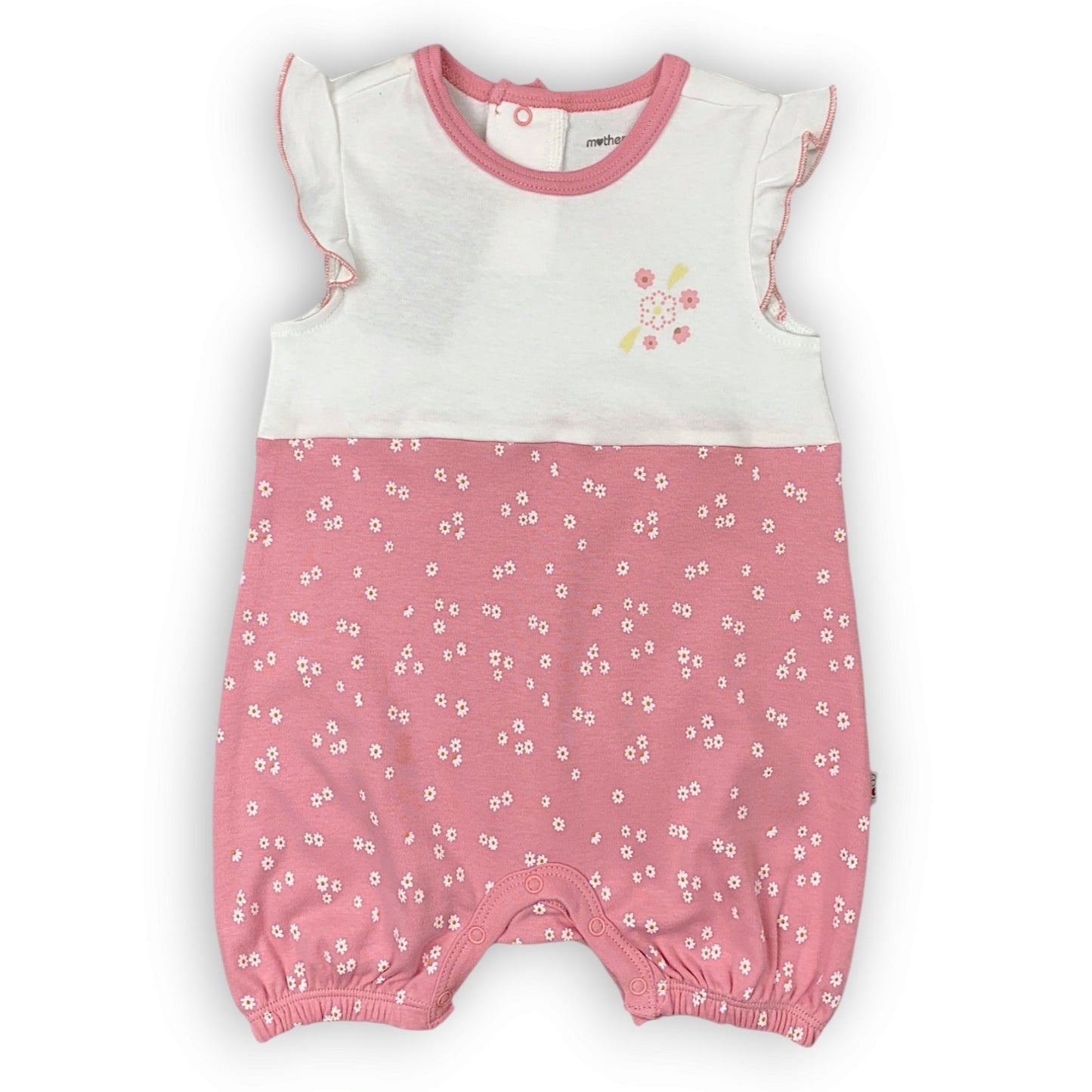 ML396 Organic Cotton White Flowers Sleeveless Romper