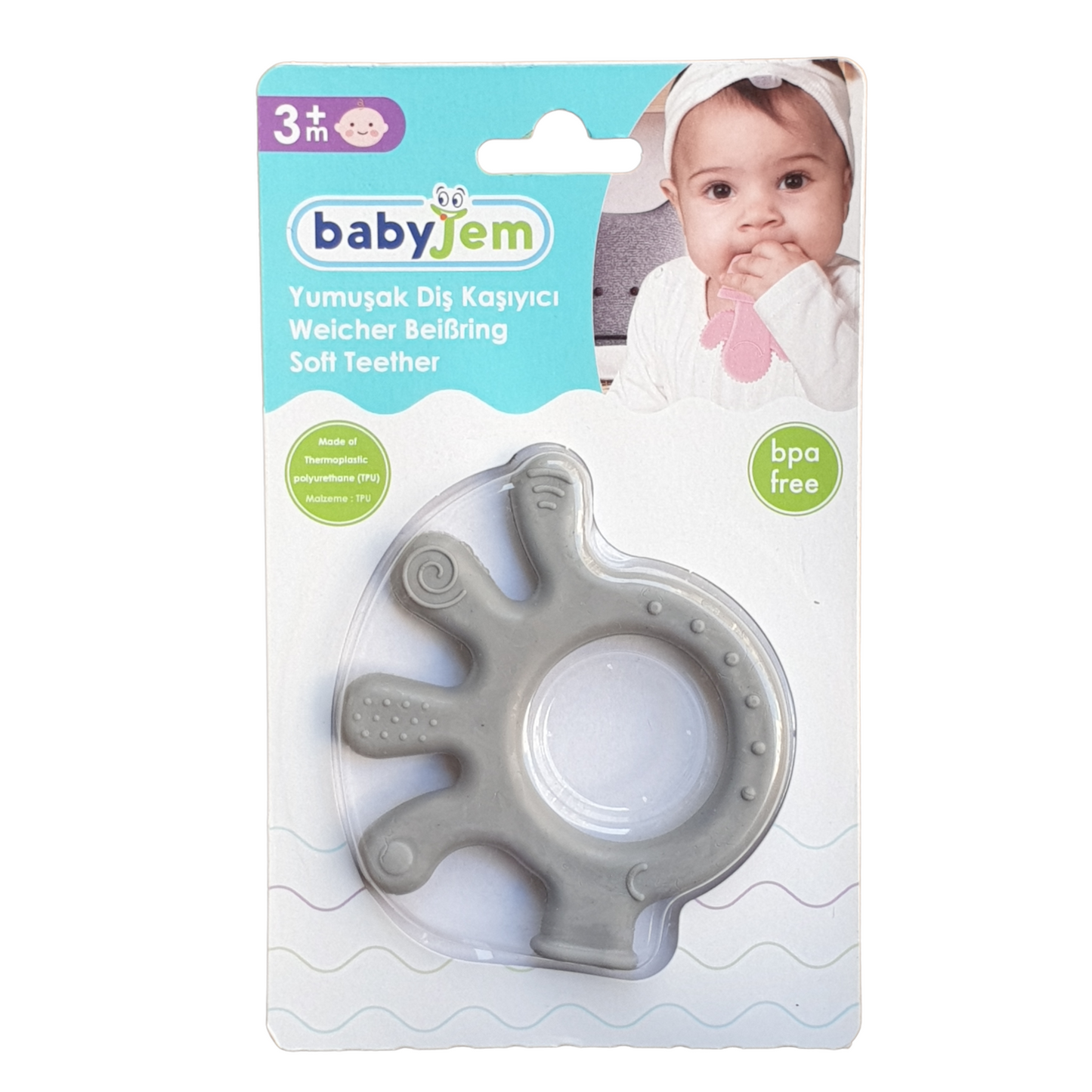 Babyjem - Grey Octopus Teether