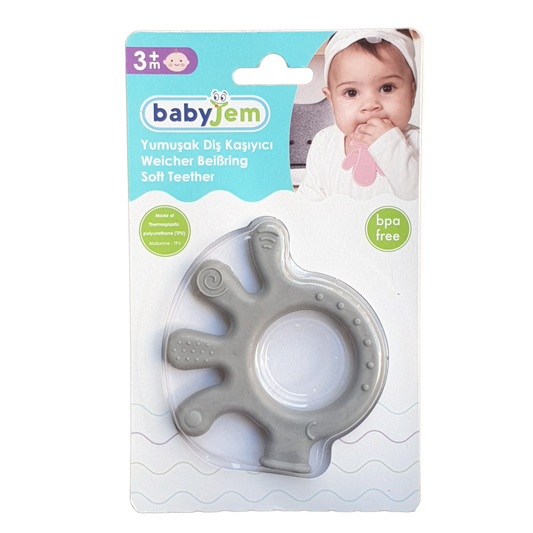 Grey Octopus Teether-BPA, catteether, Grey, Octopus, Silicone, Teething Bite, Theether, TPU-Babyjem-[Too Twee]-[Tootwee]-[baby]-[newborn]-[clothes]-[essentials]-[toys]-[Lebanon]