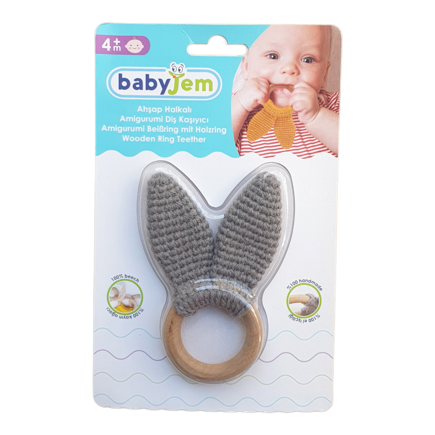 Babyjem - Grey Handmade Cotton Teether