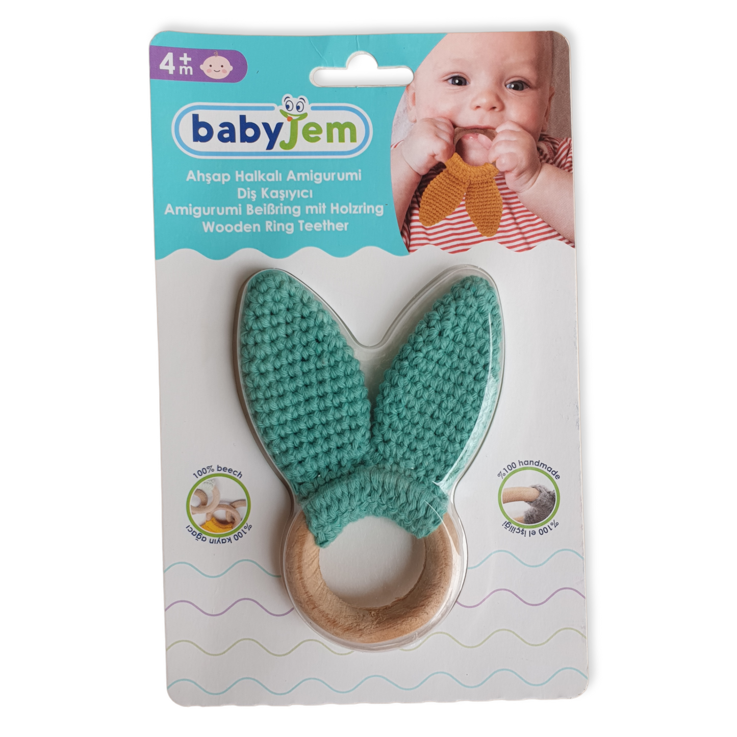 Cyan Handmade Cotton Teether