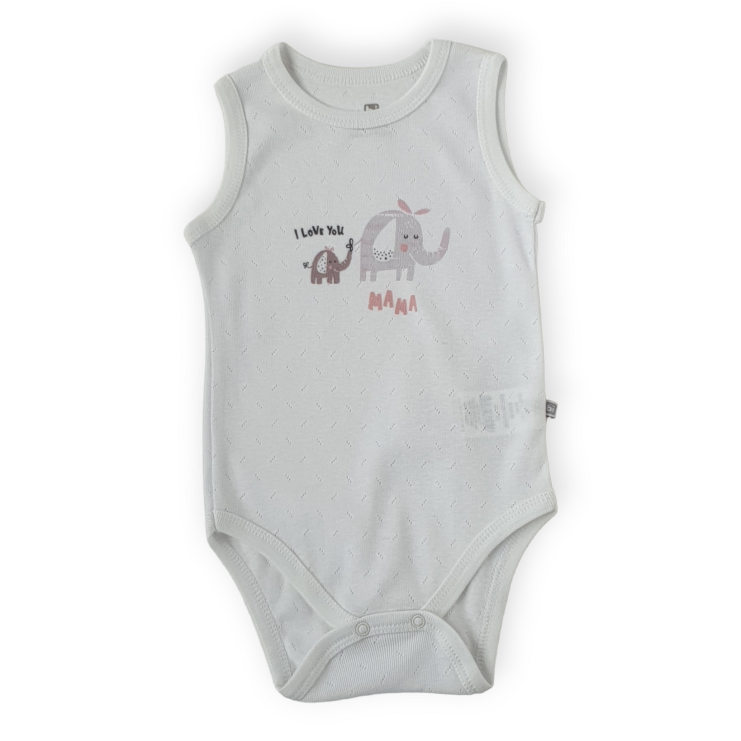 Basic White Sleeveless Body with Elephants