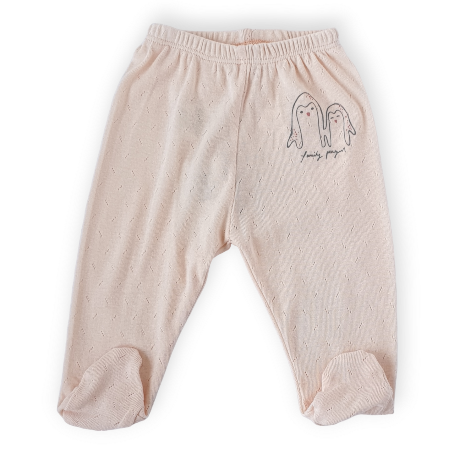 Basic Light Pink Footed Pants with Penguins