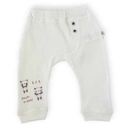 Basic White Footless Pants with Bears-Bears, Boy, Catboy, Catgirl, catpants, Footless, Girl, Pants, SS23, Unisex, White-BiBaby-[Too Twee]-[Tootwee]-[baby]-[newborn]-[clothes]-[essentials]-[toys]-[Lebanon]
