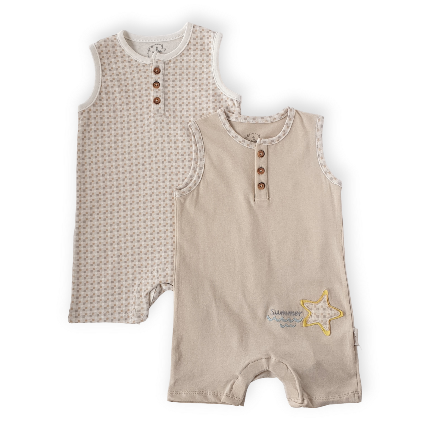 Summer Star Baby Boy Brown Romper (2pcs)