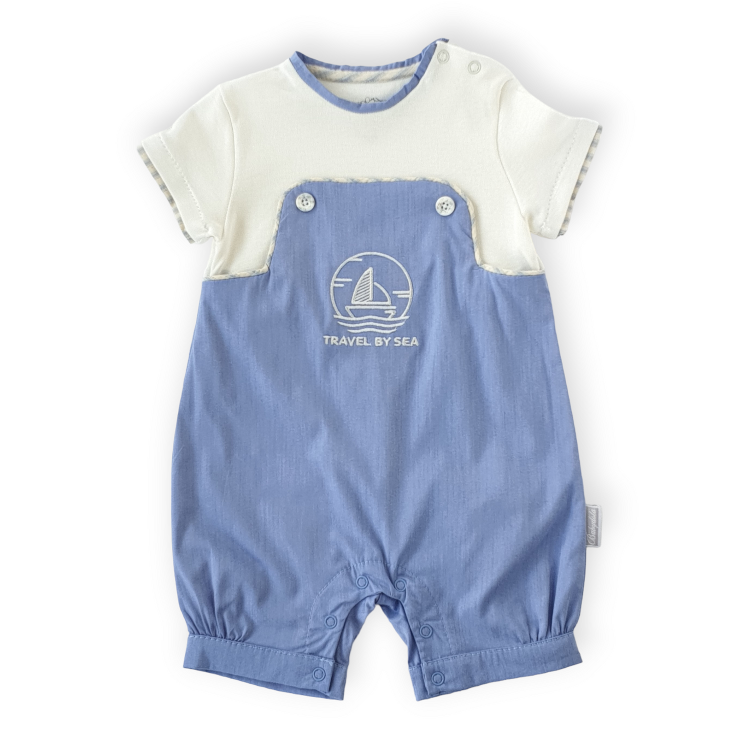 Travel By Sea Blue Baby Boy Romper