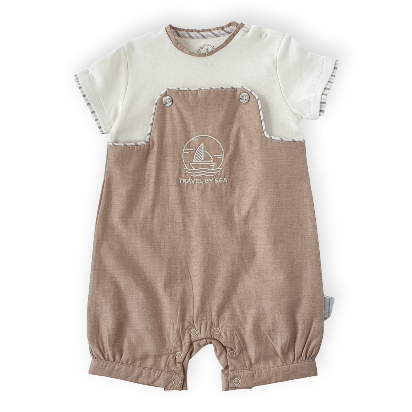 Travel By Sea Brown Baby Boy Romper