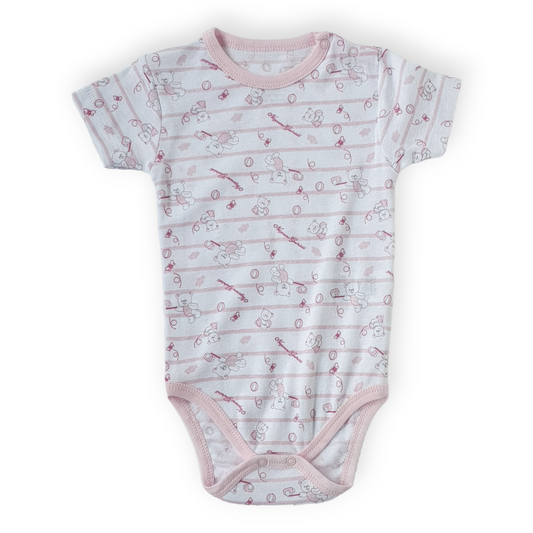 Striped Teddy Bear Pink Body-Bear, Body, Bodysuit, Catgirl, Creeper, Girl, Onesie, Pink, Short sleeve, SS23, Striped, White-Bimini-[Too Twee]-[Tootwee]-[baby]-[newborn]-[clothes]-[essentials]-[toys]-[Lebanon]