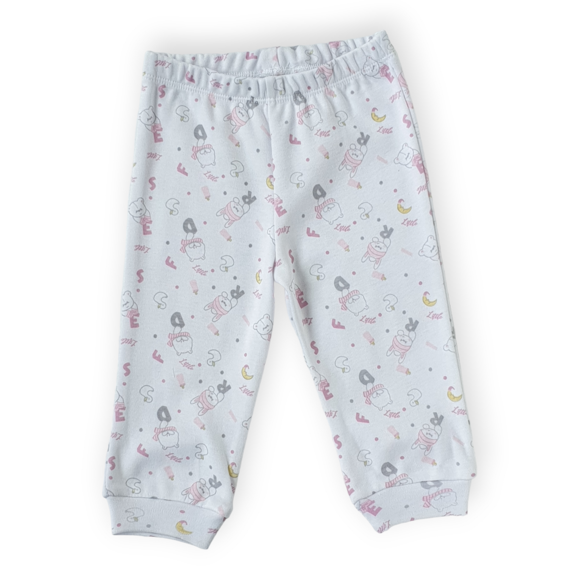 Pink Pants with Bears-Bear, Catgirl, catpants, Girl, Light Pink, Pants, Pink, Short sleeve, SS23, White-Bimini-[Too Twee]-[Tootwee]-[baby]-[newborn]-[clothes]-[essentials]-[toys]-[Lebanon]