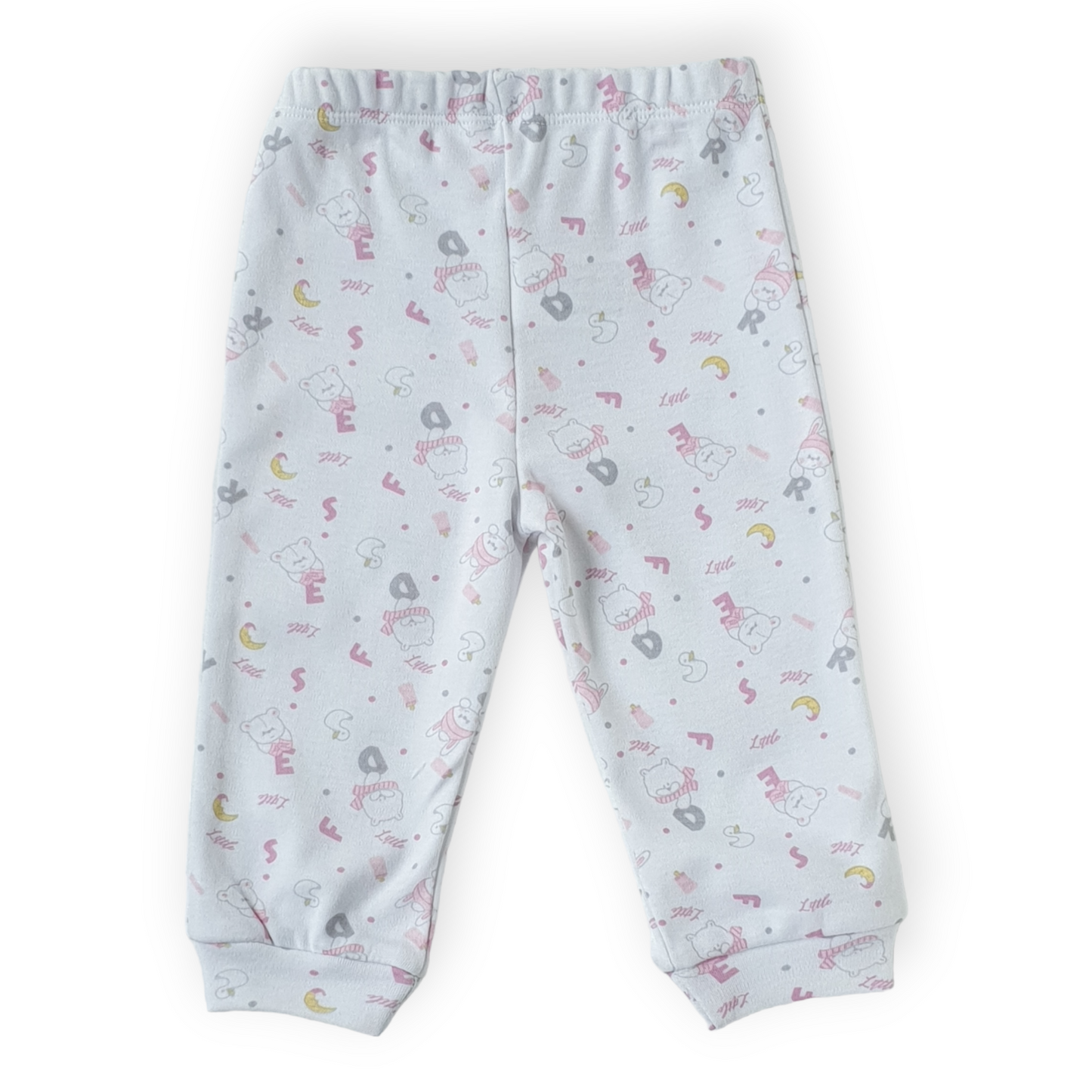 Pink Pants with Bears-Bear, Catgirl, catpants, Girl, Light Pink, Pants, Pink, Short sleeve, SS23, White-Bimini-[Too Twee]-[Tootwee]-[baby]-[newborn]-[clothes]-[essentials]-[toys]-[Lebanon]