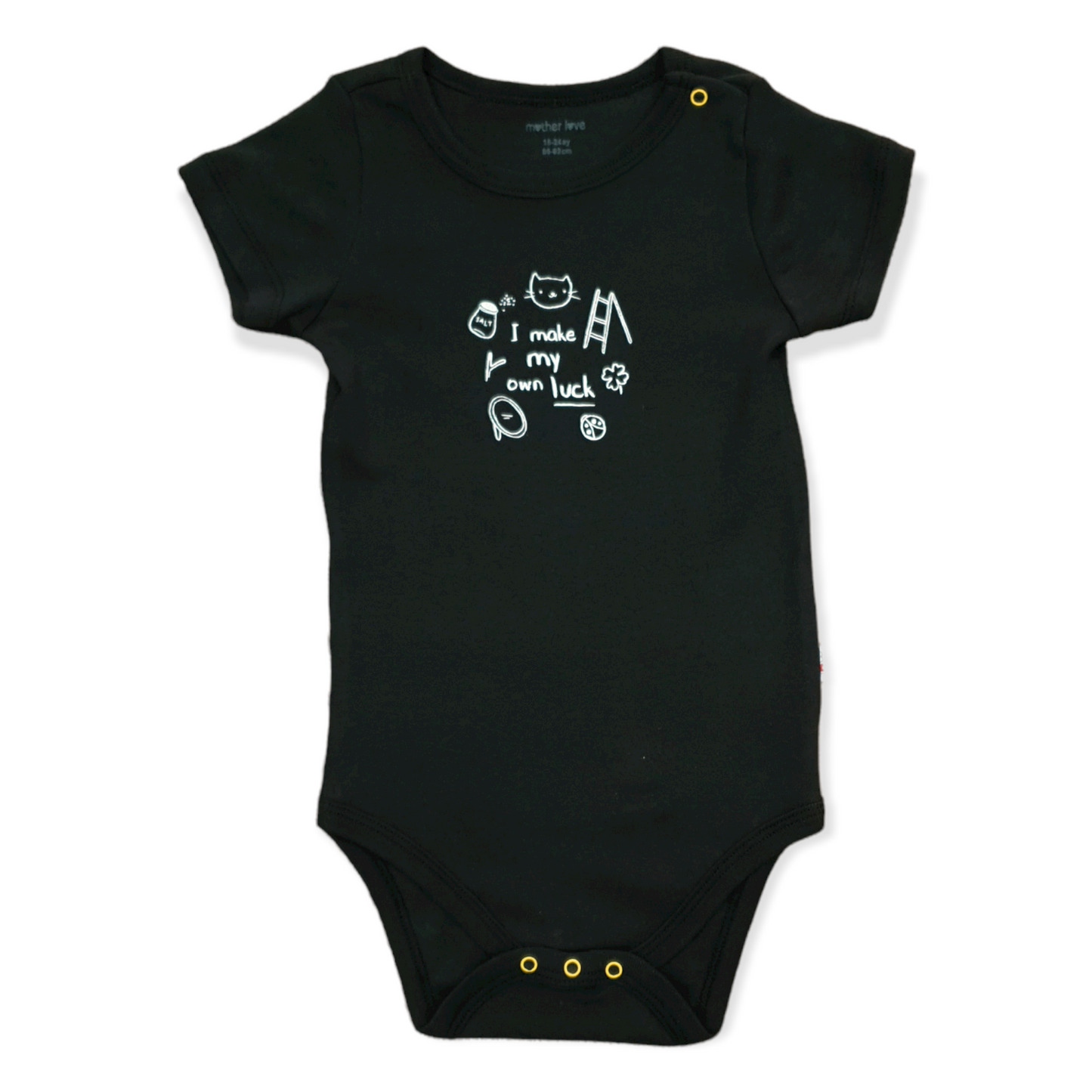 Baby Boy Luck Body-Black, Body, Bodysuit, Boy, Cartoon, catboy, Creeper, Girl, Onesie, Short Sleeve, Unisex-Mother Love-[Too Twee]-[Tootwee]-[baby]-[newborn]-[clothes]-[essentials]-[toys]-[Lebanon]