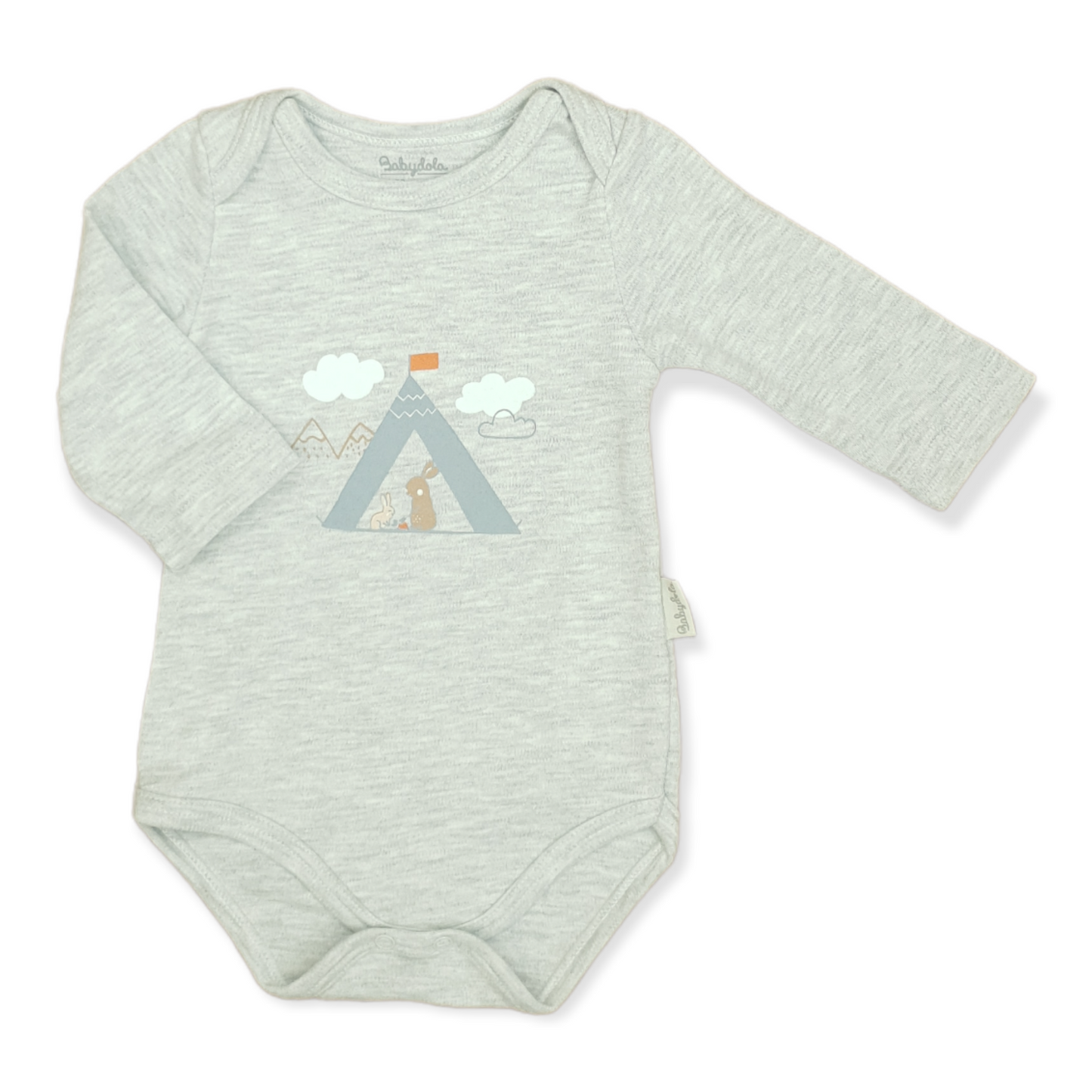 Babydola - Organic Cotton Long Sleeve Grey Rabbit Camp Unisex Body