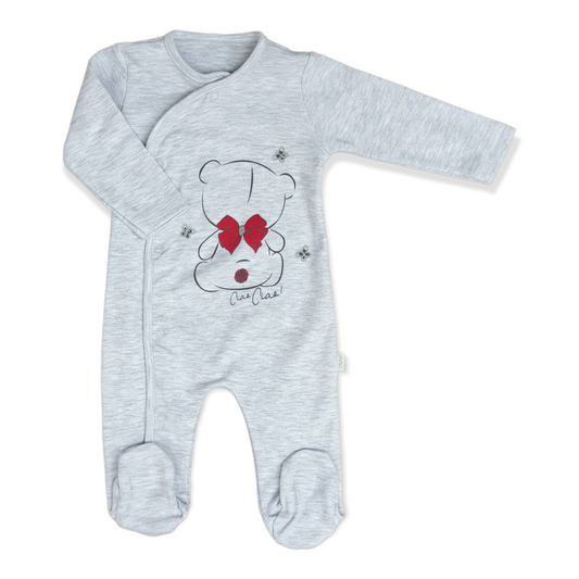 Grey Ciao Ciao Baby Girl Jumpsuit-Bear, Butterfly, catgirl, Ciao, Footed, Girl, Grey, Jumpsuit, Long Sleeve-Puan Baby-[Too Twee]-[Tootwee]-[baby]-[newborn]-[clothes]-[essentials]-[toys]-[Lebanon]