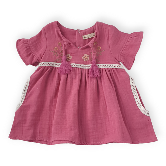 Pink Floral Dress-Catgirl, Dress, Flower, Girl, Pink, Short sleeve, SS23-Divonette-[Too Twee]-[Tootwee]-[baby]-[newborn]-[clothes]-[essentials]-[toys]-[Lebanon]
