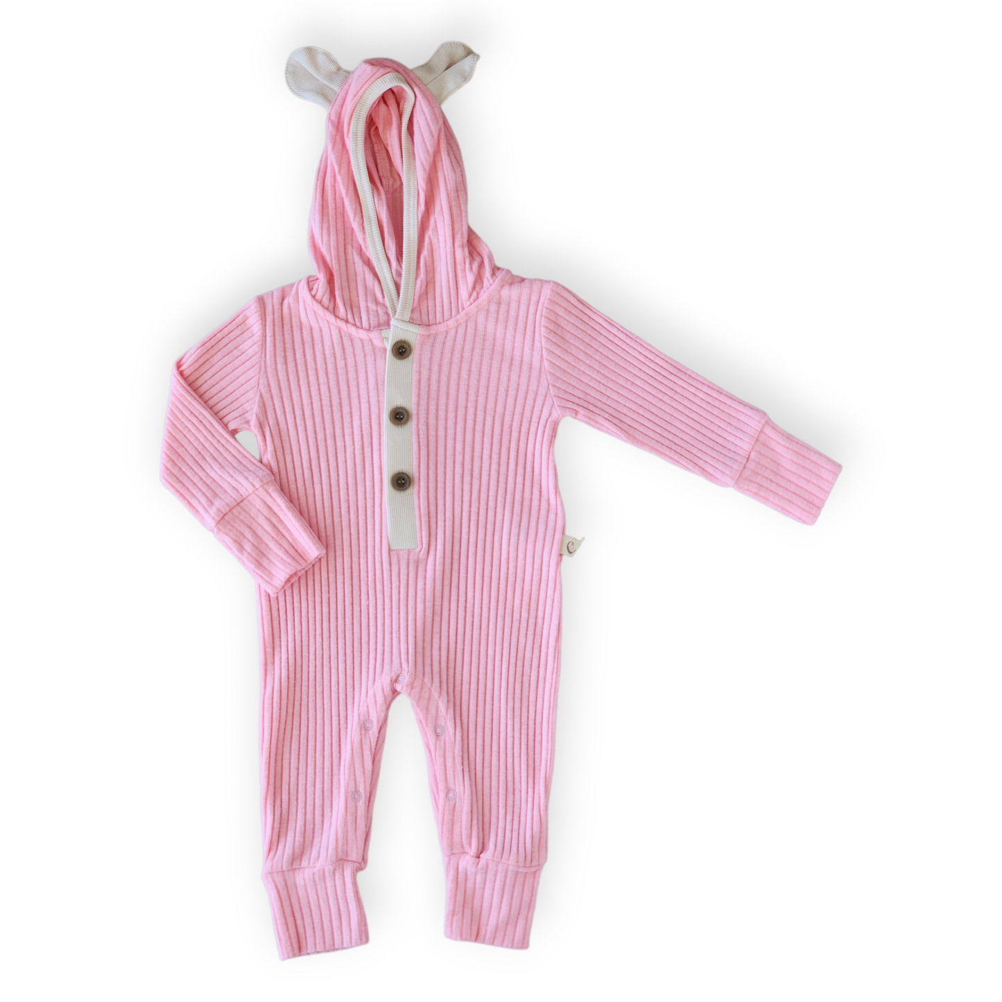 Pink Basic Jumpsuit with Ears on Hoodie