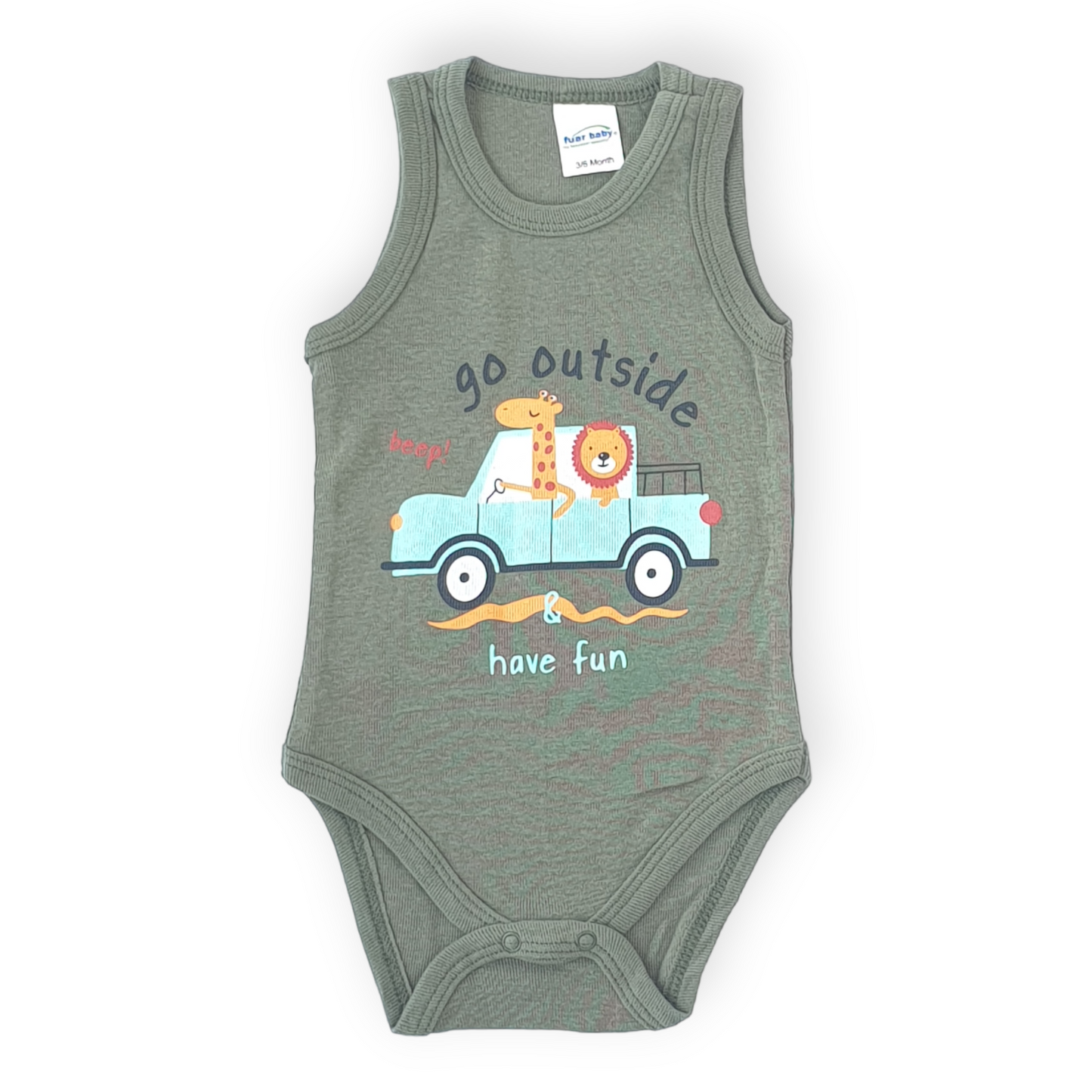 Go Outside Animals Olive Green Baby Boy Body