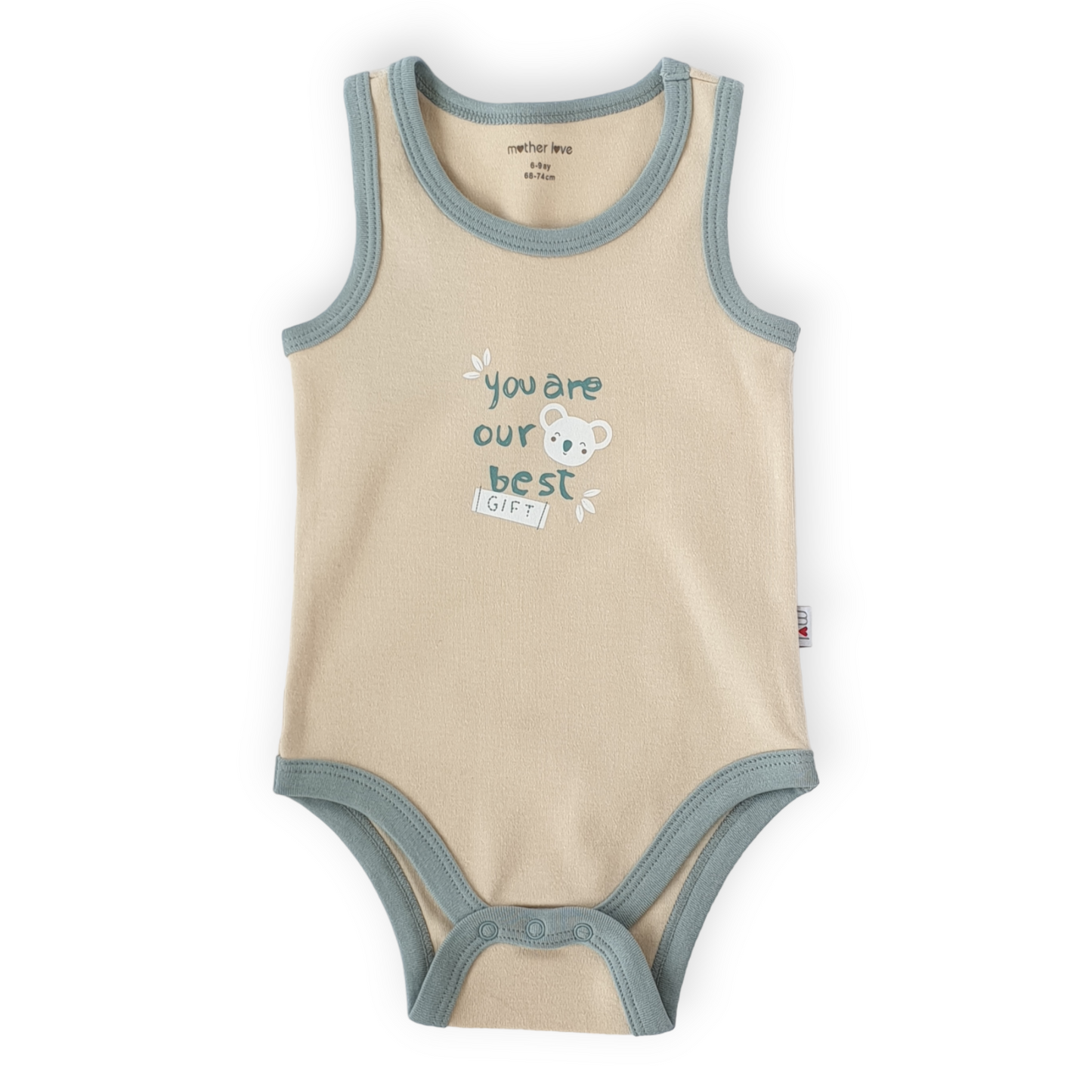 Organic Cotton The Best Gift Body-Beige, Best, Blue, Body, Bodysuit, Boy, Catboy, Catgirl, Catunisex, Creeper, Gift, Girl, Onesie, Sleeveless, SS23-Mother Love-[Too Twee]-[Tootwee]-[baby]-[newborn]-[clothes]-[essentials]-[toys]-[Lebanon]