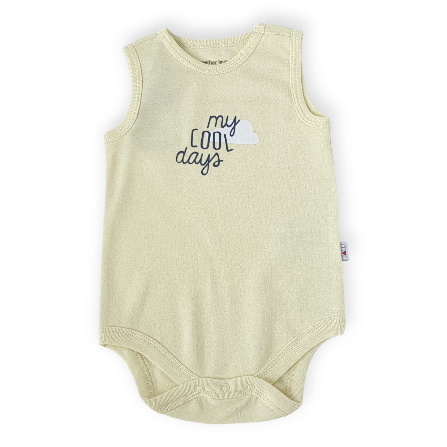 Organic Cotton My Cool Days Yellow Body-Body, Bodysuit, Boy, Catboy, Catgirl, Catunisex, Cloud, Cool, Creeper, Girl, Onesie, Sleeveless, SS23, Yellow-Mother Love-[Too Twee]-[Tootwee]-[baby]-[newborn]-[clothes]-[essentials]-[toys]-[Lebanon]