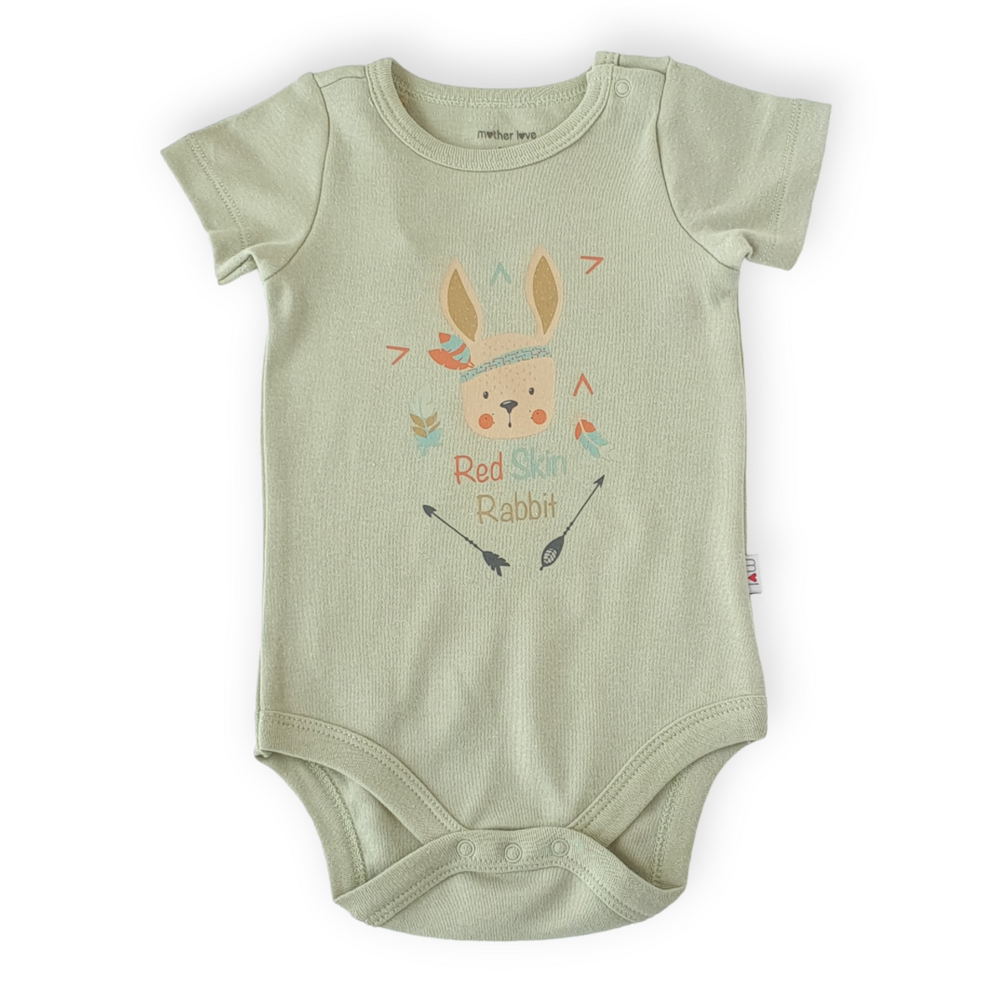 Organic Cotton Red Skin Rabbit Short Sleeve Body-Body, Bodysuit, Boy, Brick Red, Catboy, Catgirl, Catunisex, Creeper, Fun, Girl, Onesie, Red, Short sleeve, SS23, Woodland-Mother Love-[Too Twee]-[Tootwee]-[baby]-[newborn]-[clothes]-[essentials]-[toys]-[Lebanon]