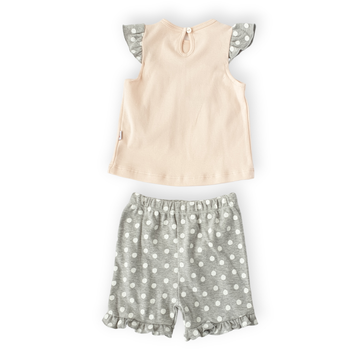 Sparkle and Love Baby Girl Set-Catgirl, Catset2pcs, Dots, Girl, Grey, Love, Pink, Set, Short sleeve, Shorts, SS23, Top-Mother Love-[Too Twee]-[Tootwee]-[baby]-[newborn]-[clothes]-[essentials]-[toys]-[Lebanon]