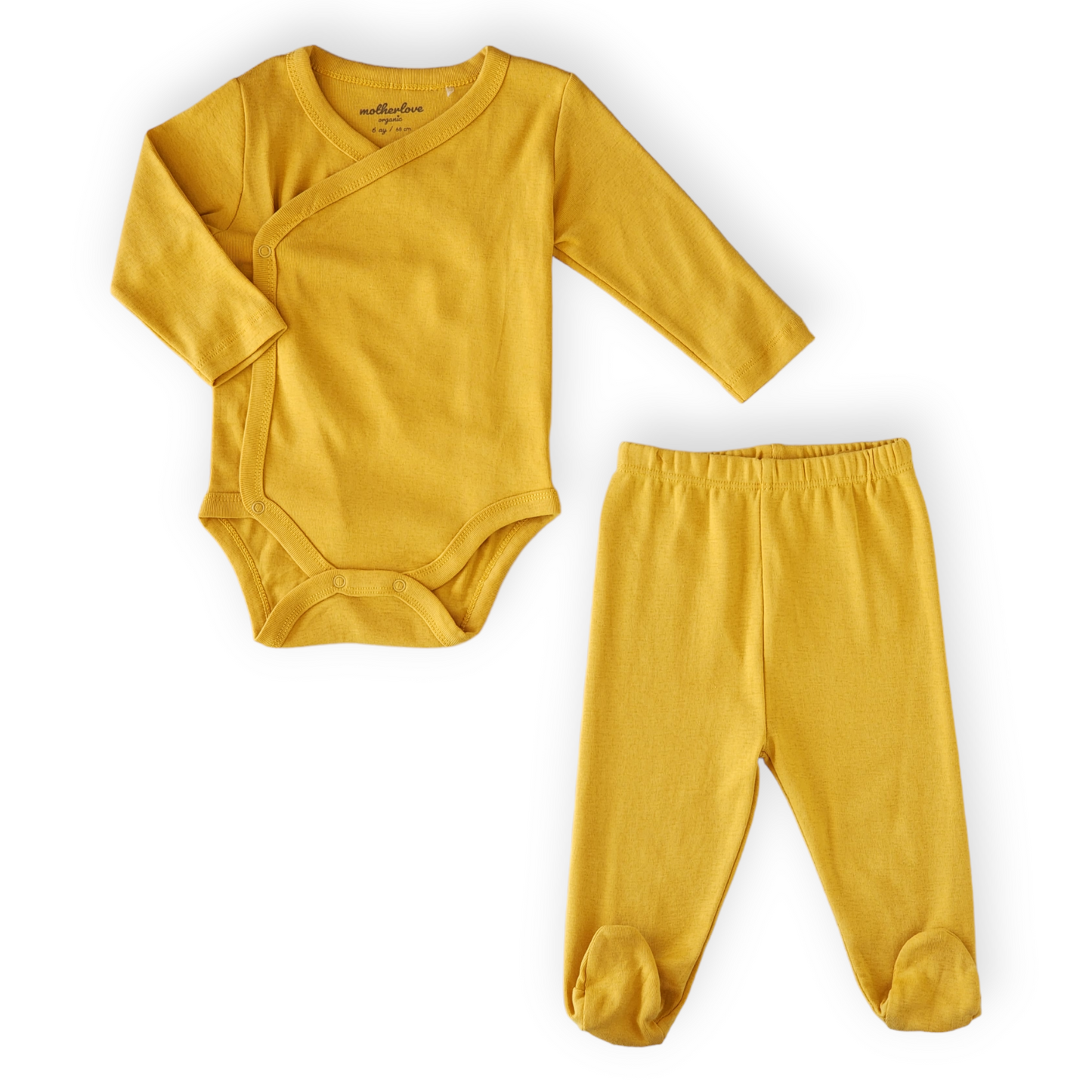 Organic Cotton Basic Mustard Wrapover Baby Set