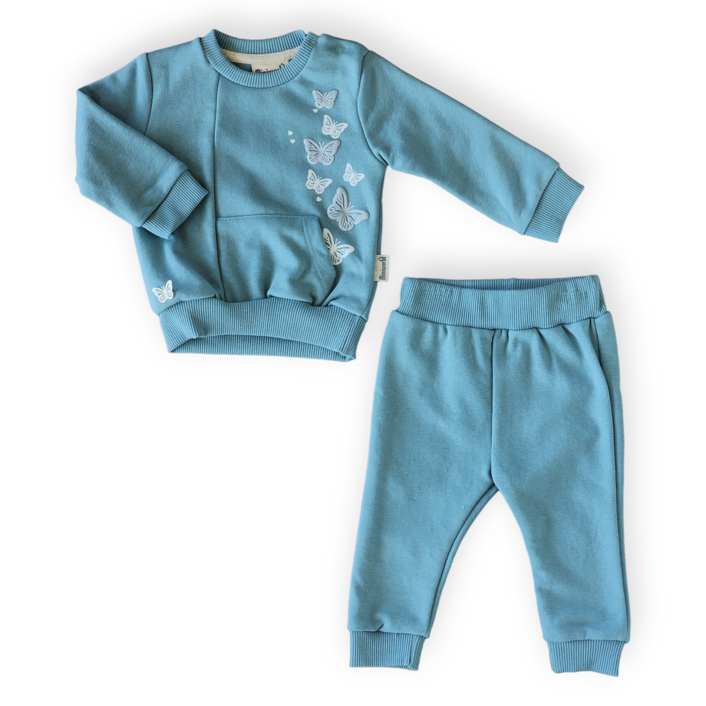 Butterflies and Hearts Cyan Velour Set