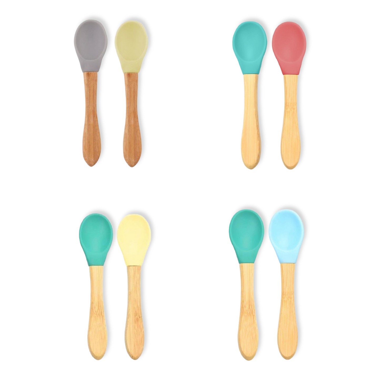 Silicone Spoon with Wooden Handles (2pcs)