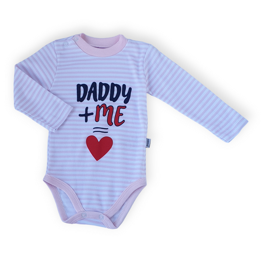 Daddy and Me Light Pink Body-Body, Bodysuit, Catgirl, Creeper, Dad, Daddy, Girl, Light Pink, Long sleeve, Love, Me, Onesie, Pink, SS23, Stripes-Puan Baby-[Too Twee]-[Tootwee]-[baby]-[newborn]-[clothes]-[essentials]-[toys]-[Lebanon]
