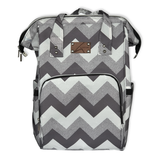Grey Zigzag Pattern Mommy Bag-Bag, Bags, catbabygear, catbag, Changing, Diapers, Grey, Maternity, Nappy, Nursery, Travel-Safe Line-[Too Twee]-[Tootwee]-[baby]-[newborn]-[clothes]-[essentials]-[toys]-[Lebanon]