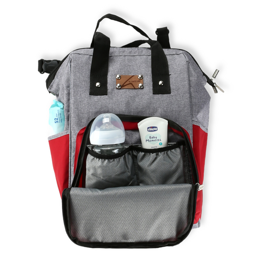 Red and Grey Mommy Bag-Bag, Bags, catbabygear, catbag, Changing, Diapers, Grey, Maternity, Nappy, Nursery, Red, Travel-Safe Line-[Too Twee]-[Tootwee]-[baby]-[newborn]-[clothes]-[essentials]-[toys]-[Lebanon]
