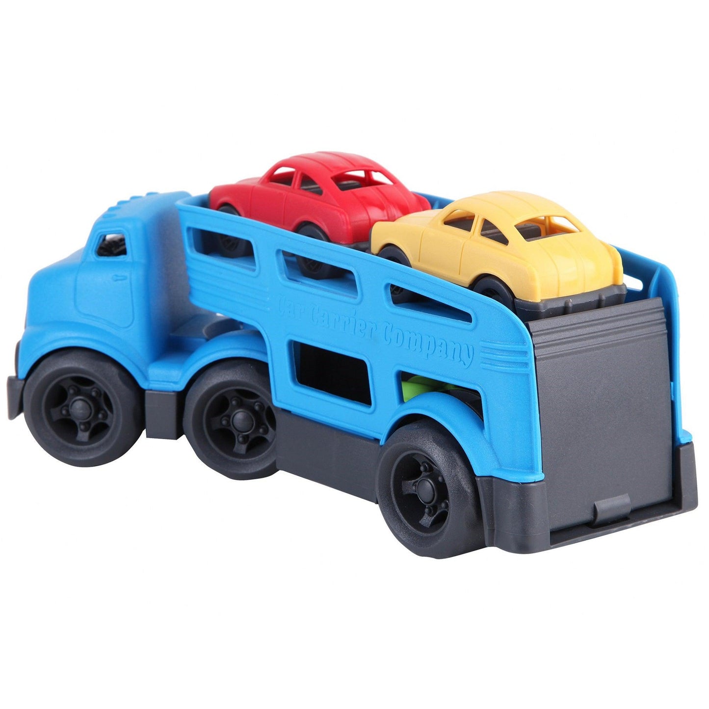Blue Car Carrier with 3 Colored Cars