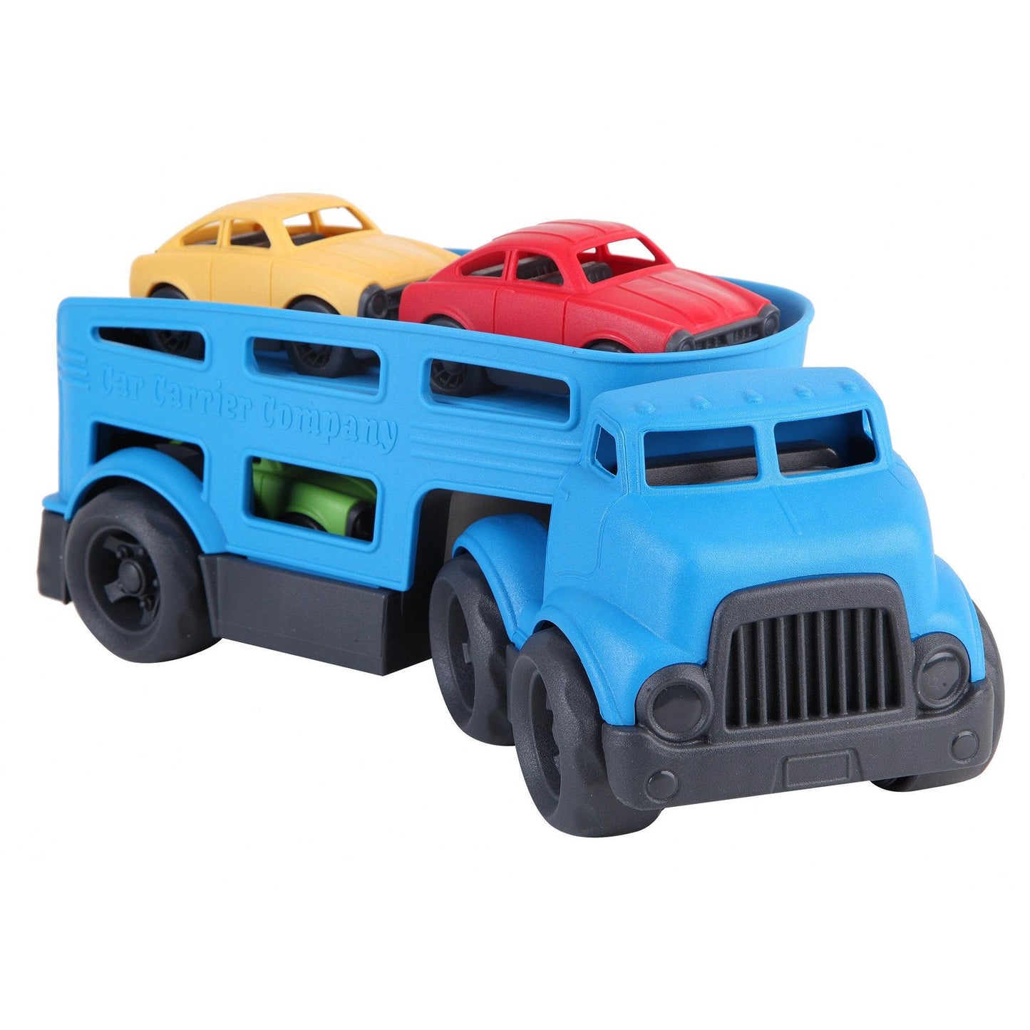 Blue Car Carrier with 3 Colored Cars