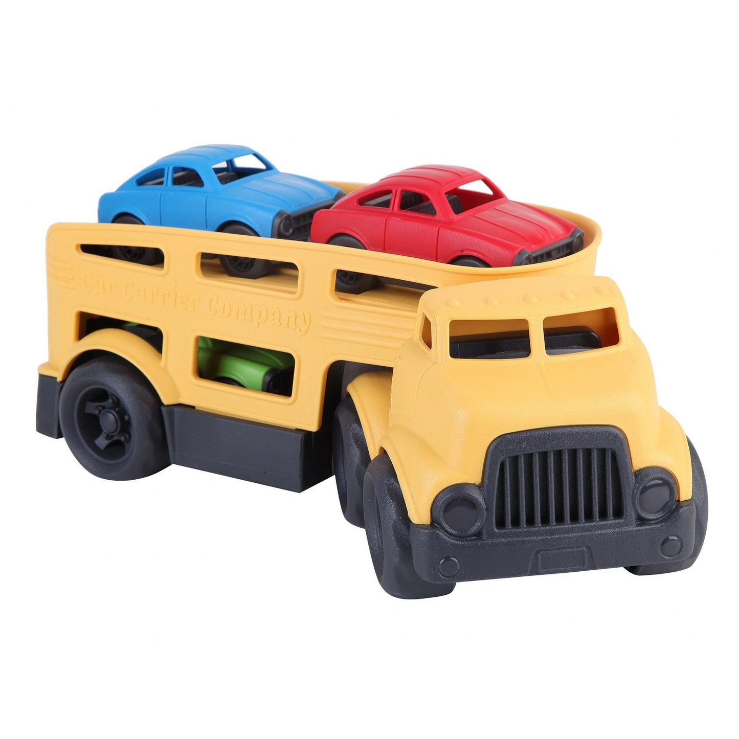 Yellow Car Carrier with 3 Colored Cars