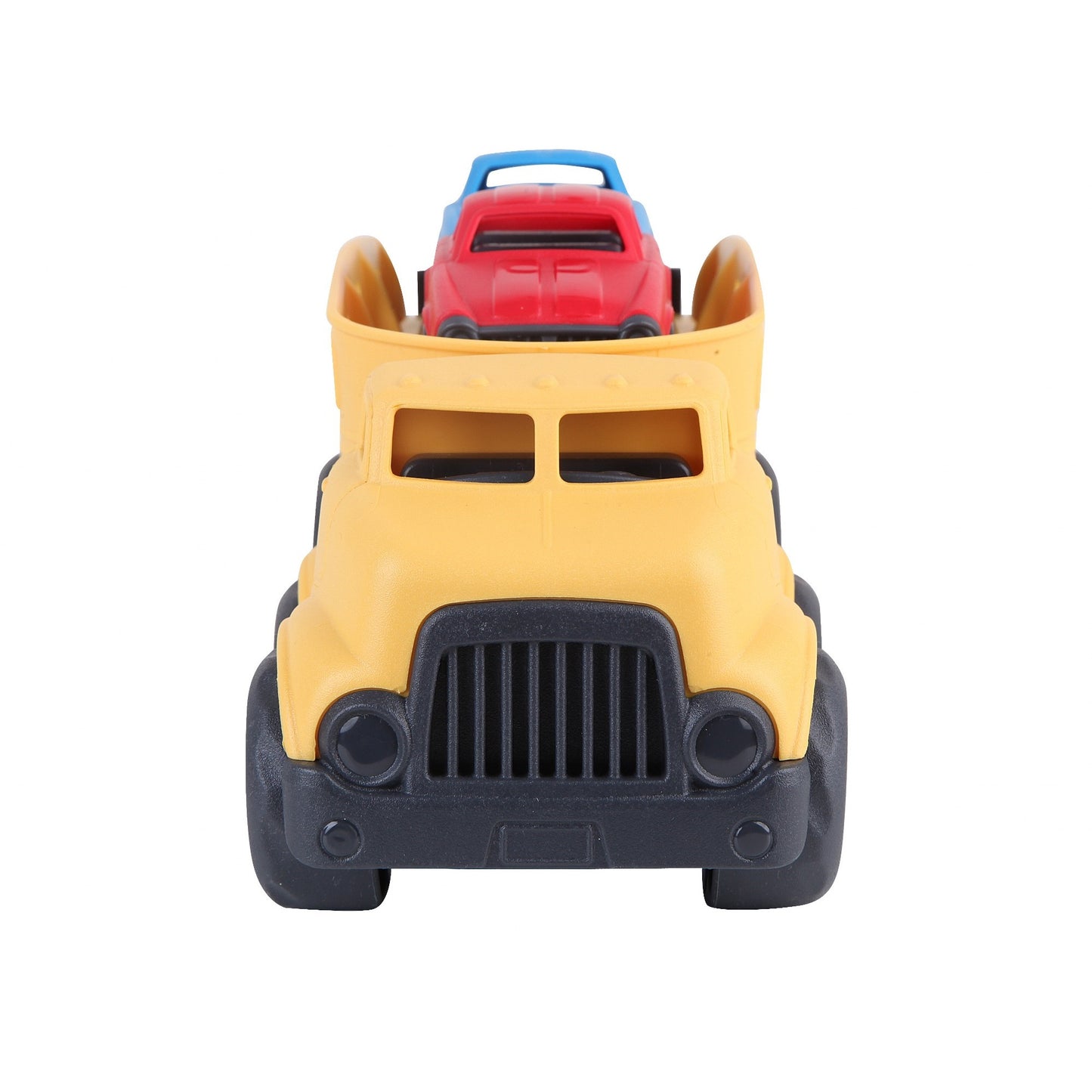 Yellow Car Carrier with 3 Colored Cars