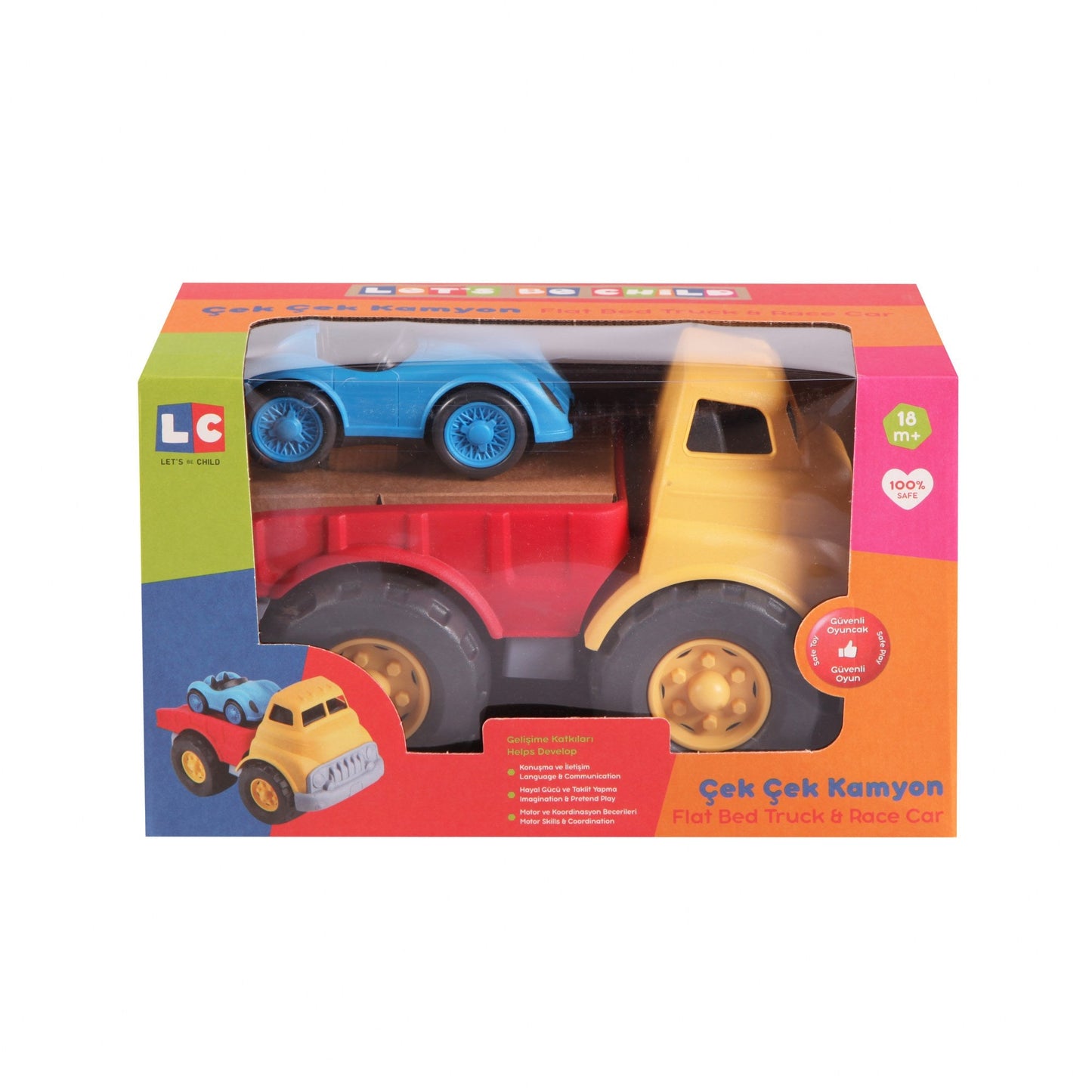 Flat Bed Truck and Race Car