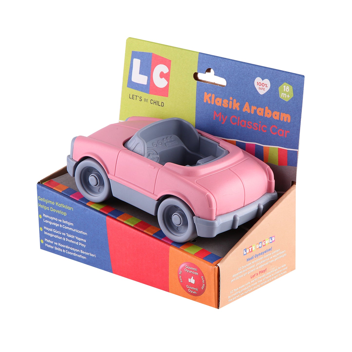 Pink Classic Car-Car, catveh, Classic, Communication, Coordination, Imagination, Language, Motor, Pink, Pretend, Skills, Toy, Wheels-Let's Be Child-[Too Twee]-[Tootwee]-[baby]-[newborn]-[clothes]-[essentials]-[toys]-[Lebanon]