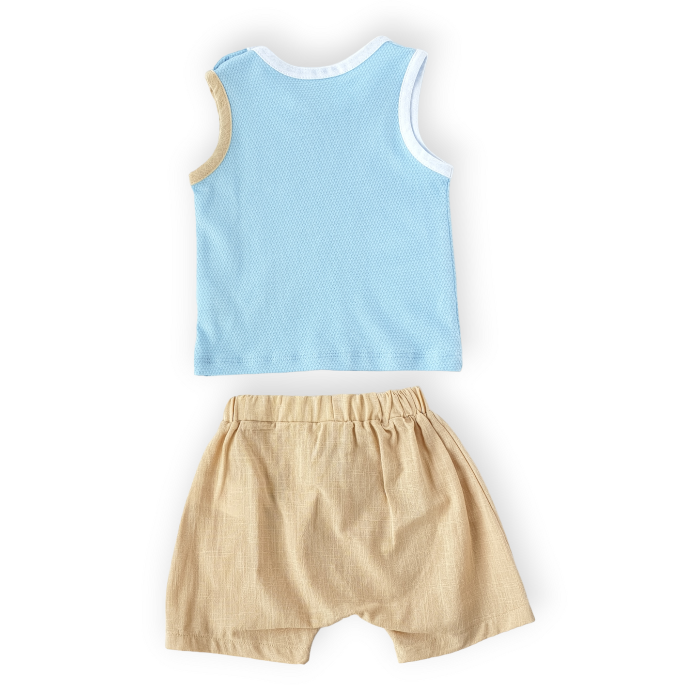 Marching Band Set Blue and Beige-Band, Beige, Blue, Boy, Catboy, Catgirl, Catset2pcs, Girl, Marching, Set, Shorts, Sleeveless, SS23, Top-Tongs-[Too Twee]-[Tootwee]-[baby]-[newborn]-[clothes]-[essentials]-[toys]-[Lebanon]