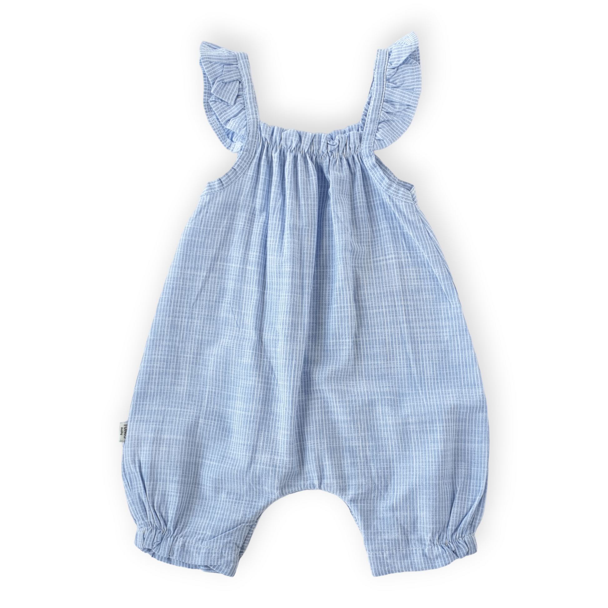 Striped Blue Summer Romper with Flowers-Blue, Catgirl, Catromper, Girl, Romper, Sleeveless, SS23, Striped, White-Tongs-[Too Twee]-[Tootwee]-[baby]-[newborn]-[clothes]-[essentials]-[toys]-[Lebanon]