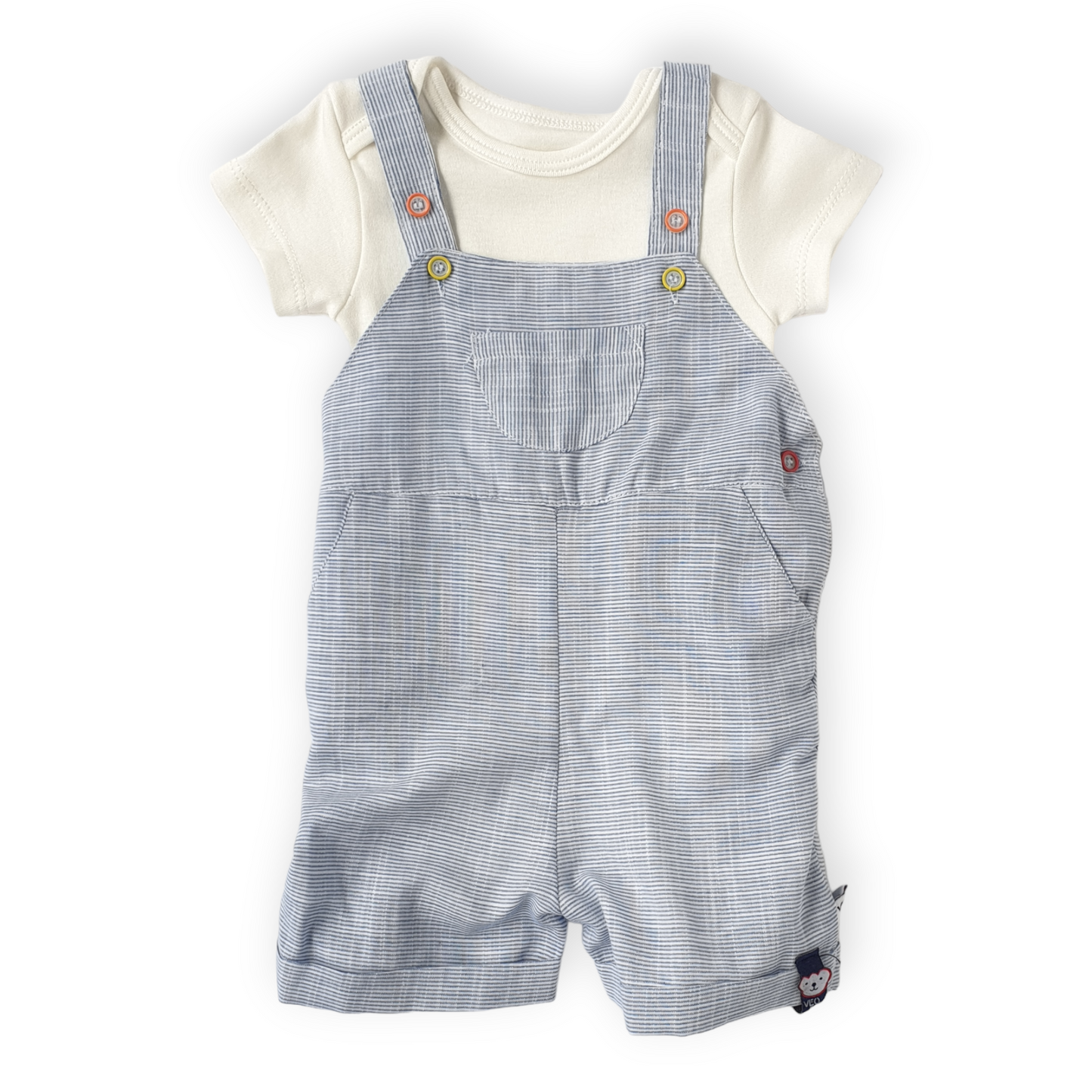 White Body with Blue Salopette Set
