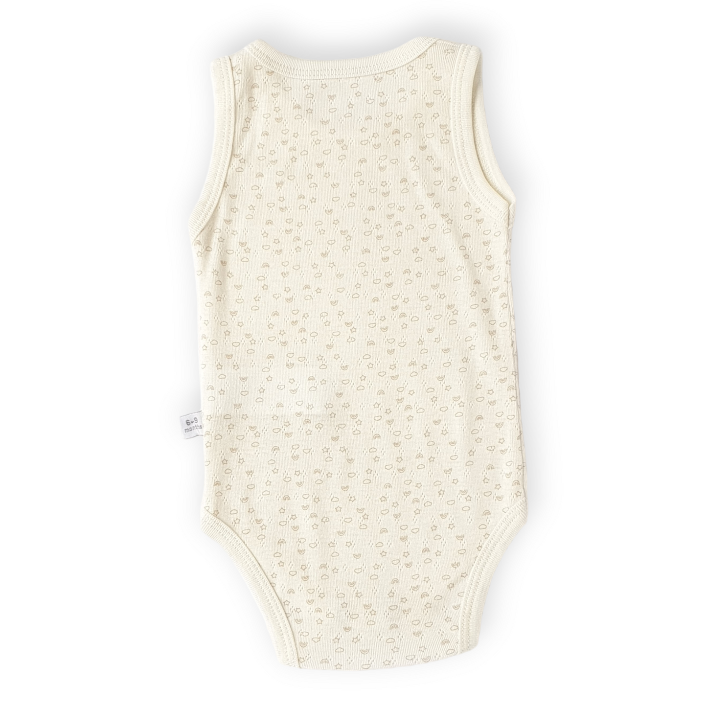 Basic Off-White Sleeveless Body with Clouds-Body, Bodysuit, Boy, Catboy, Catgirl, Catunisex, Clouds, Creeper, Girl, Off-white, Onesie, Sleeveless, SS23-Veo-[Too Twee]-[Tootwee]-[baby]-[newborn]-[clothes]-[essentials]-[toys]-[Lebanon]
