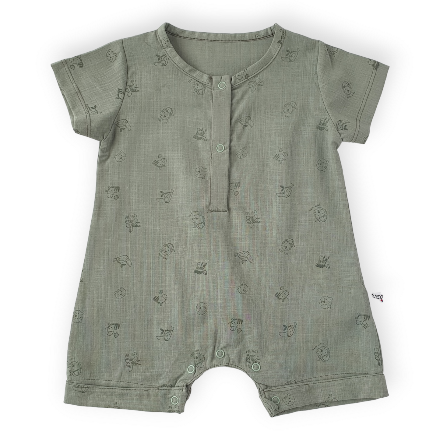 Olive Green Animals Romper