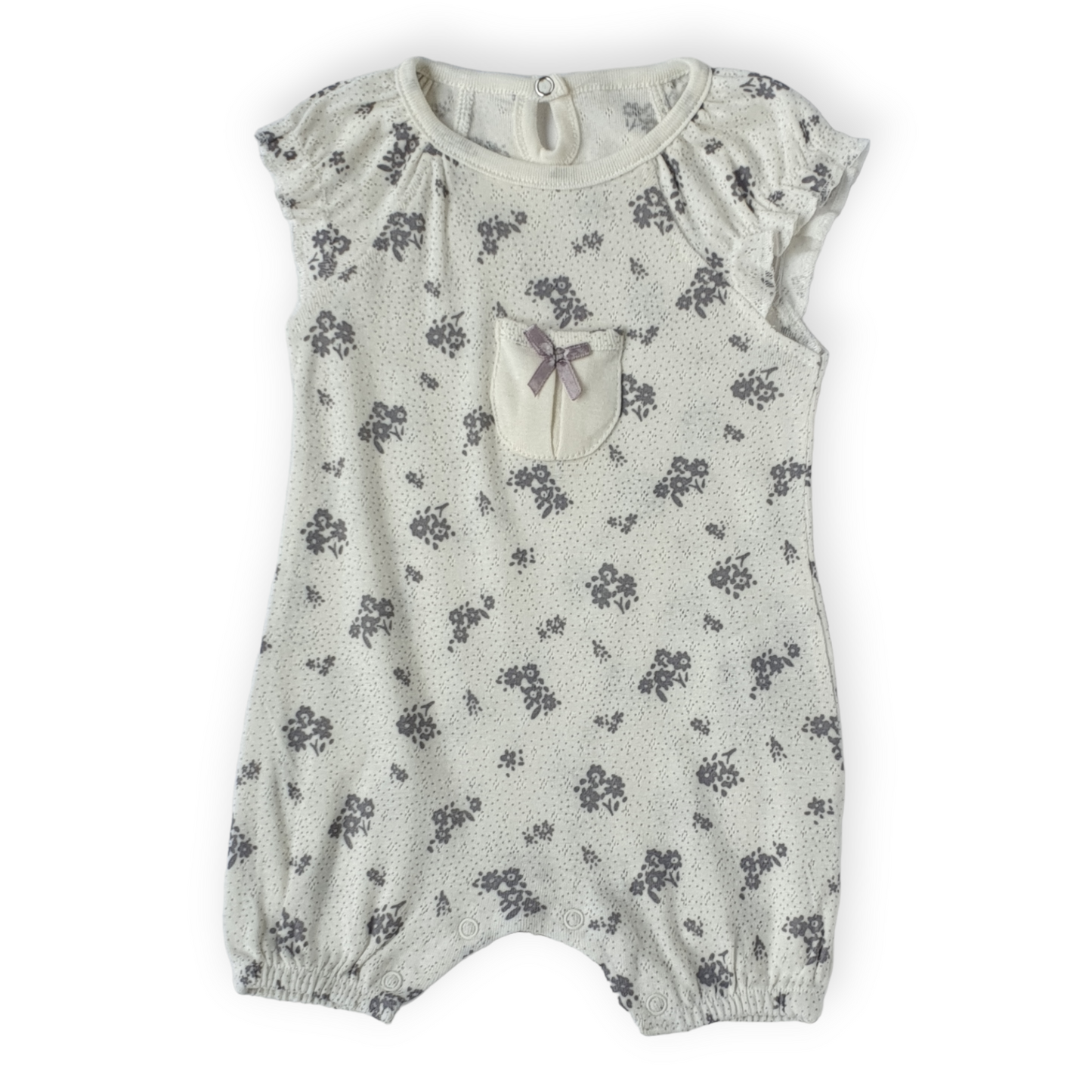 Off-white Romper with Grey Flowers