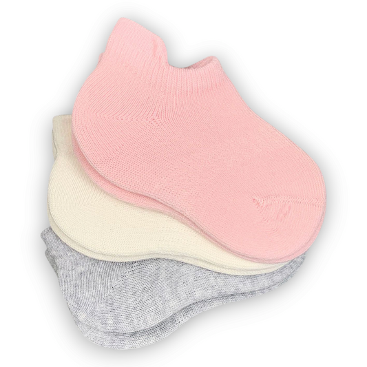 3 pcs Organic Cotton Basic Low Cut Socks (Pink/White/Grey)